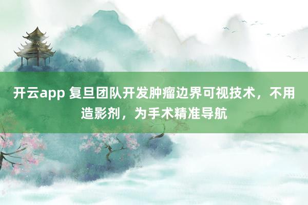 开云app 复旦团队开发肿瘤边界可视技术,不用造影剂,为手术精准导航