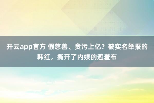 开云app官方 假慈善、贪污上亿？被实名举报的韩红，撕开了内娱的遮羞布