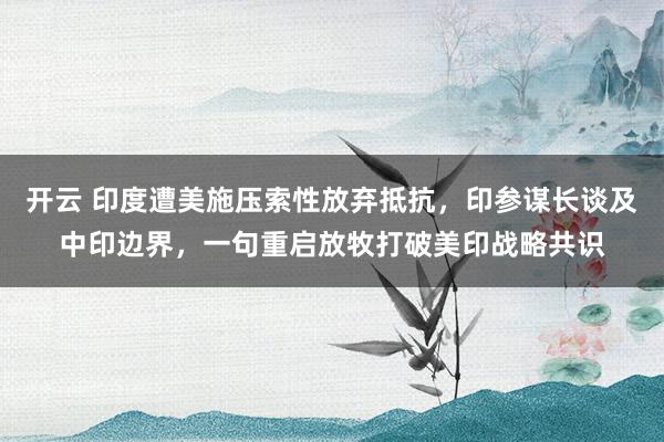 开云 印度遭美施压索性放弃抵抗，印参谋长谈及中印边界，一句重启放牧打破美印战略共识