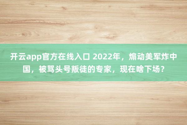 开云app官方在线入口 2022年，煽动美军炸中国，被骂头号叛徒的专家，现在啥下场？