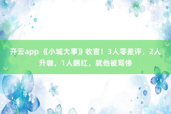 开云app 《小城大事》收官！3人零差评，2人升咖，1人翻红，就他被骂惨