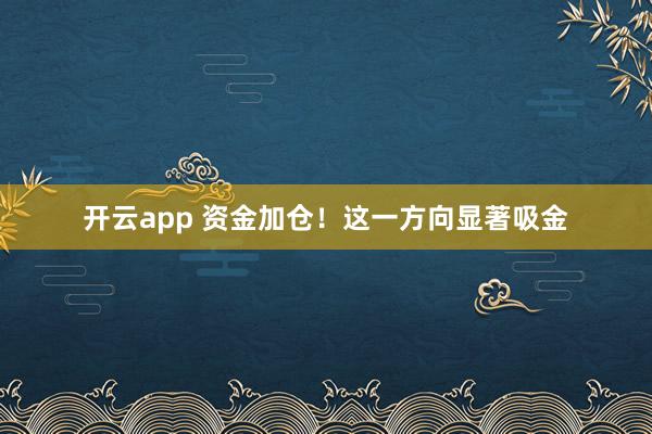 开云app 资金加仓！这一方向显著吸金
