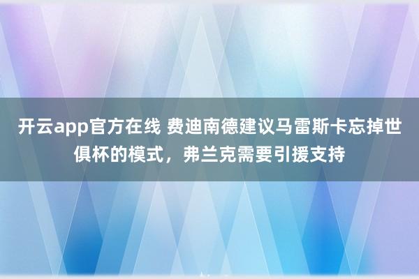 开云app官方在线 费迪南德建议马雷斯卡忘掉世俱杯的模式，弗兰克需要引援支持