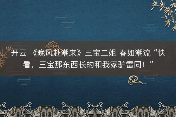 开云 《晚风赴潮来》三宝二姐 春如潮流 “快看,三宝那东西长的和我家驴雷同!”